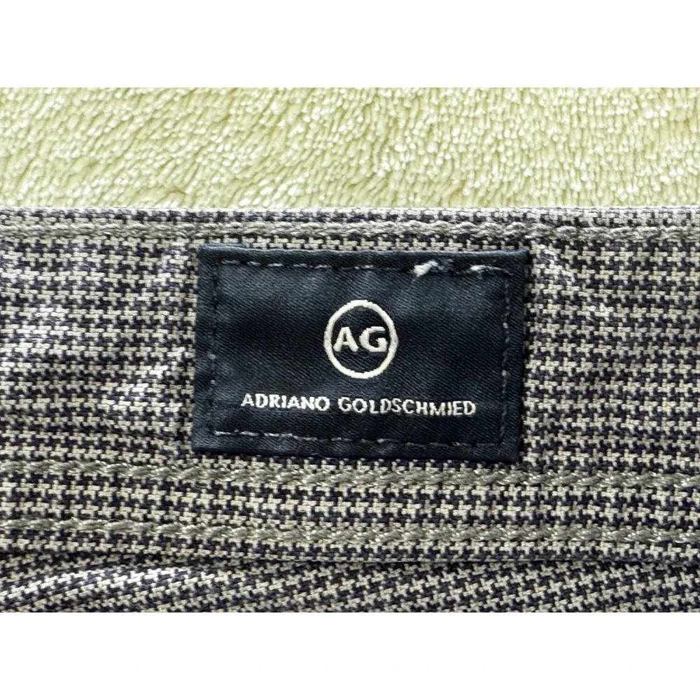 AG Mens The Everett Slim Straight Houndstooth‎ Grey Pants 32x32 Meas: 33x31.5